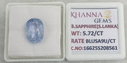 5.72/CT Natural Blue Sapphire with Govt Lab Certificate-16625S208561